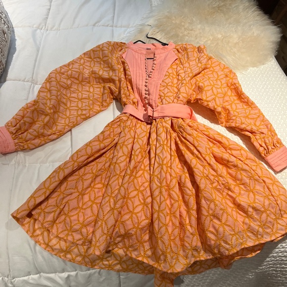 AOX Button Down Shift Swing Dress Ruffle Sleeve Midi Sundress Pockets Mini Skirt - Picture 2 of 9